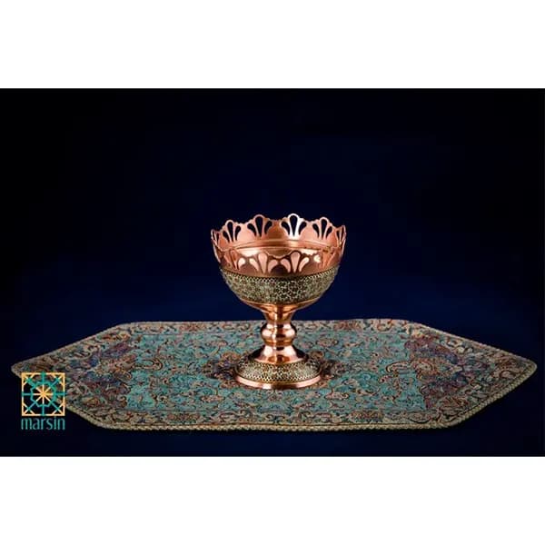 آجیل خوری پایه دار مس و خاتم کد 47