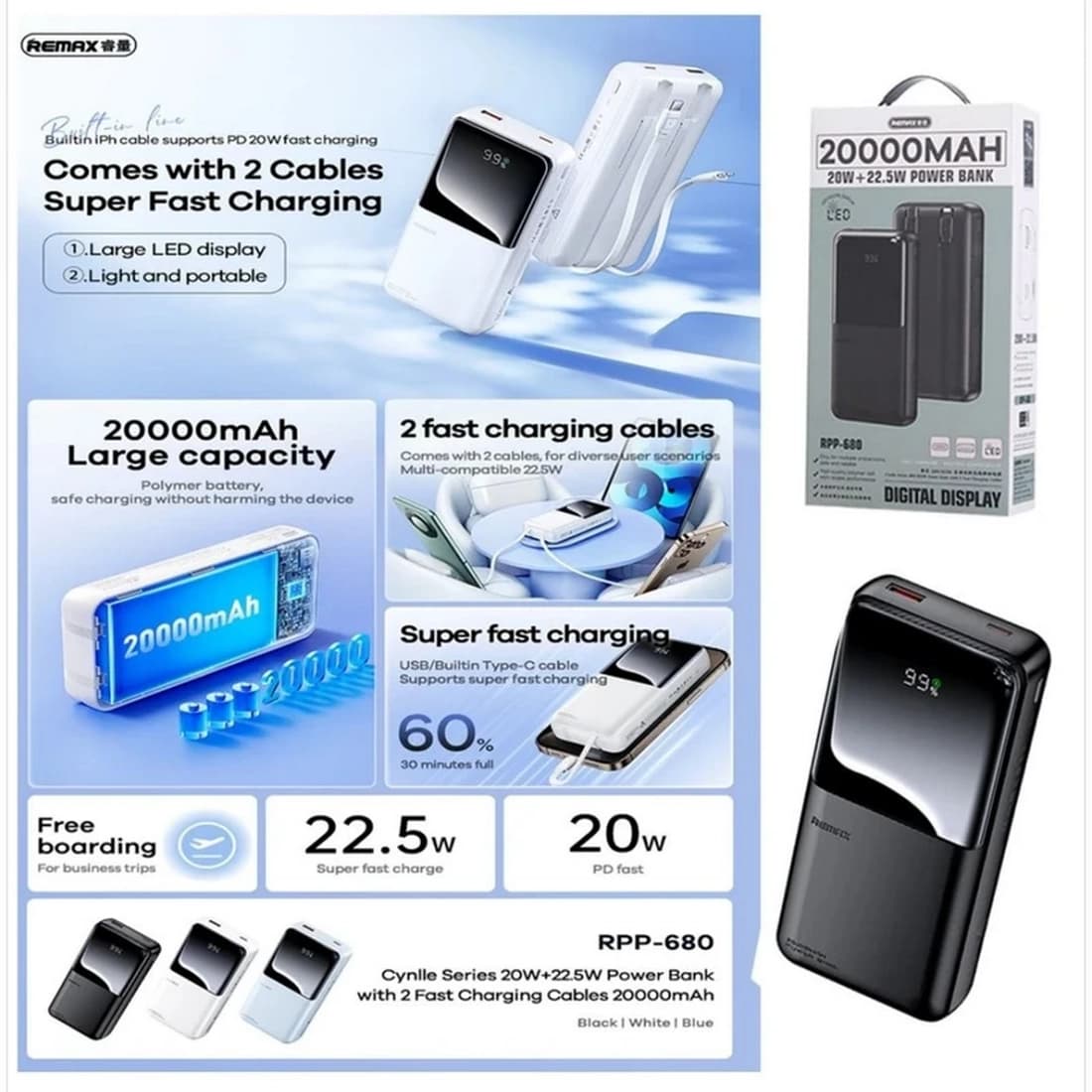 پاوربانک ریمکس مدل RPP-680 ظرفیت 20000 میلی آمپر ساعت — تصویر ۱۲