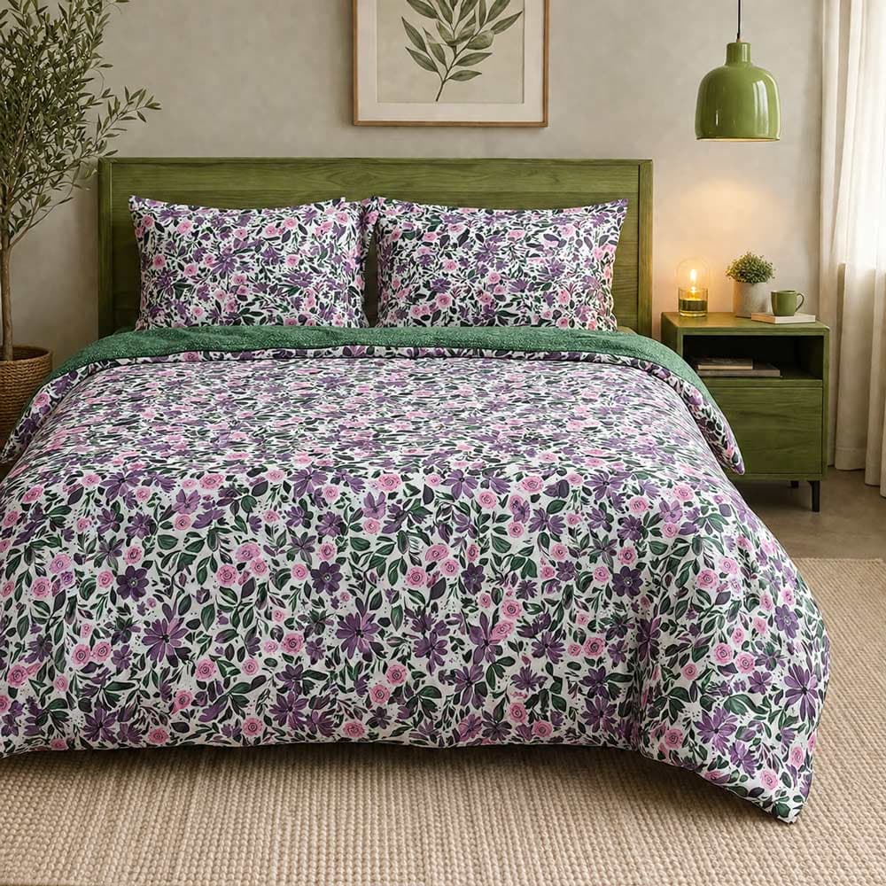 ست لحاف کاوری دونفره آراگل سبز Queen size