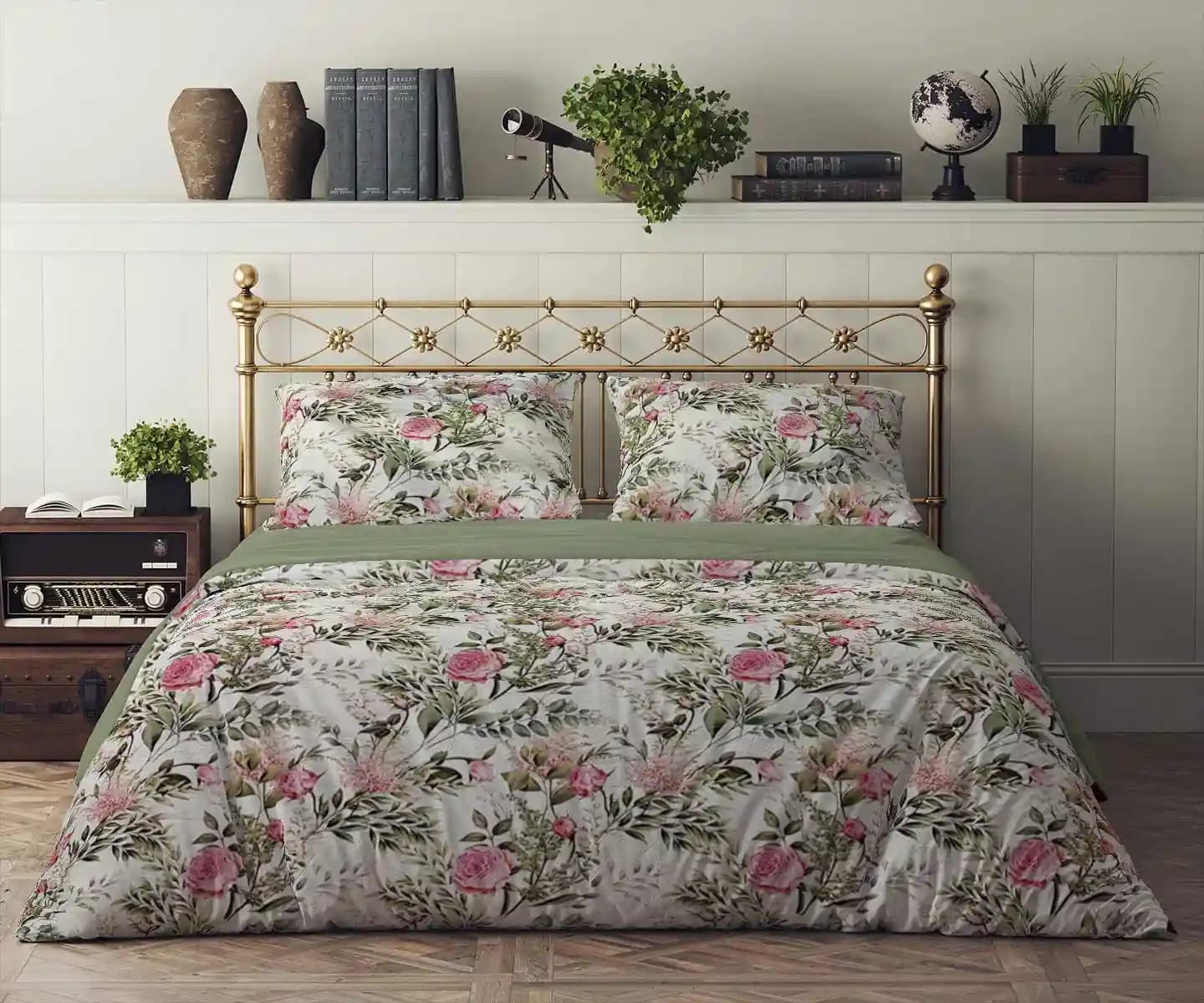 ست لحاف کاوری دونفره رزین سبز King size