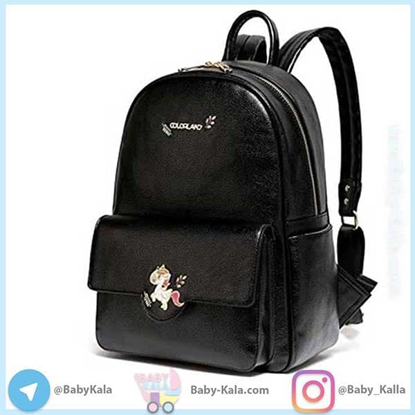 کوله پشتی چرم مشکی کالرلند