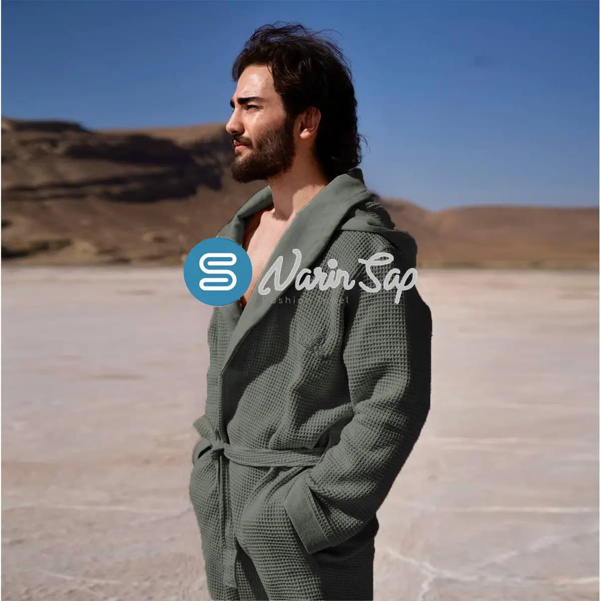 حوله پالتویی کلاه دار برایتون سبز تیره نارین ساپ مدیوم — تصویر ۲