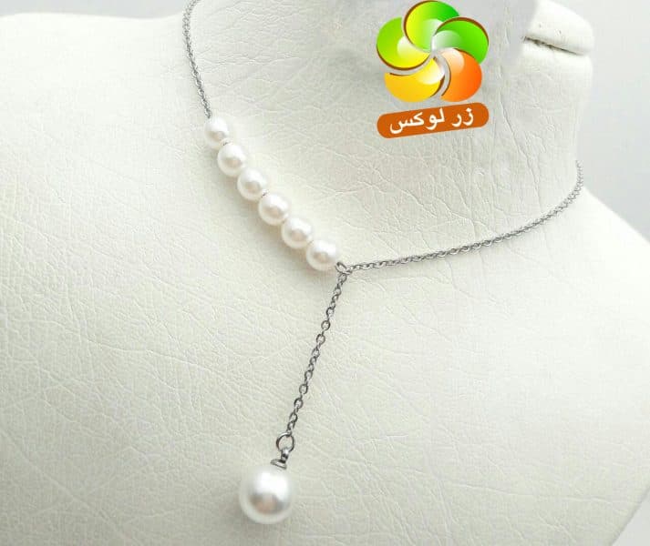گردنبند مروارید استیل نقره ای — تصویر ۲