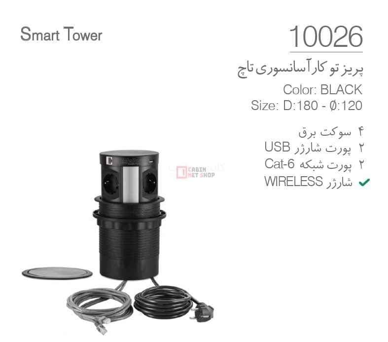 پریز توکار استوانه ای فشاری کد 10026 ملونی با شارژر وایرلس و شبکه — تصویر ۶