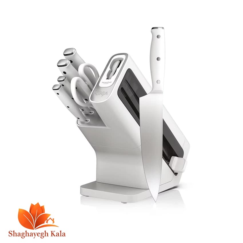 سرویس کارد Ninja K12007WHBN – مجموعه ۷ پارچه تیغه‌دار با تکنولوژی NeverDull و بلوک سفید