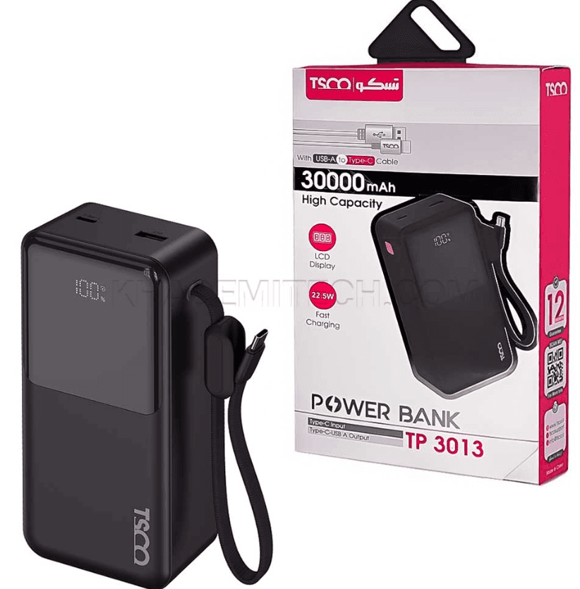 پاوربانک تسکو مدل TSCO TP 3013 30000mAh 22.5W مشکی