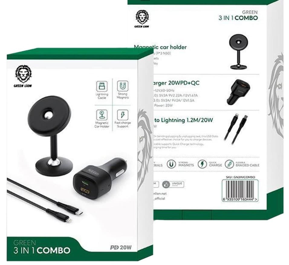 کیت شارژ کمبو 3 در 1 گرین لاین مدل Green Lion 3 in 1 GN3IN1COMBO