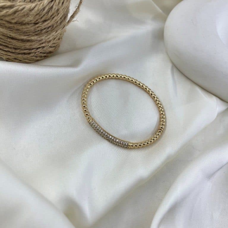 دستبند زنانه ژوپینگ بنگل مدل توپی جواهری B5606 — تصویر ۳
