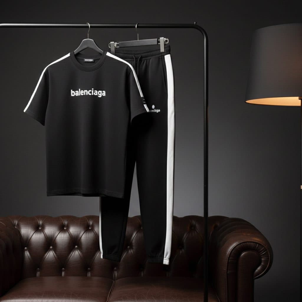 ست تیشرت و شلوار مردانه بنگال کش Balenciaga-مشکی — تصویر ۴
