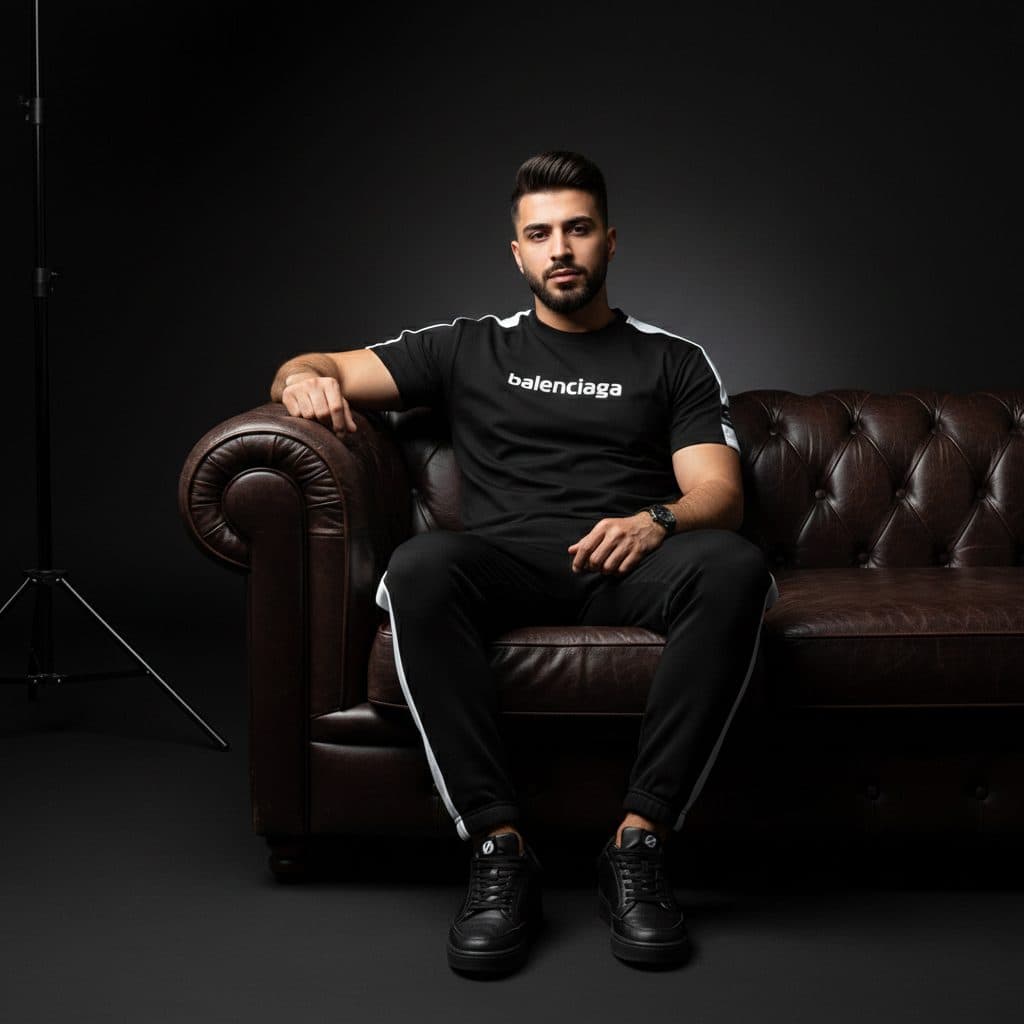 ست تیشرت و شلوار مردانه بنگال کش Balenciaga-مشکی — تصویر ۳