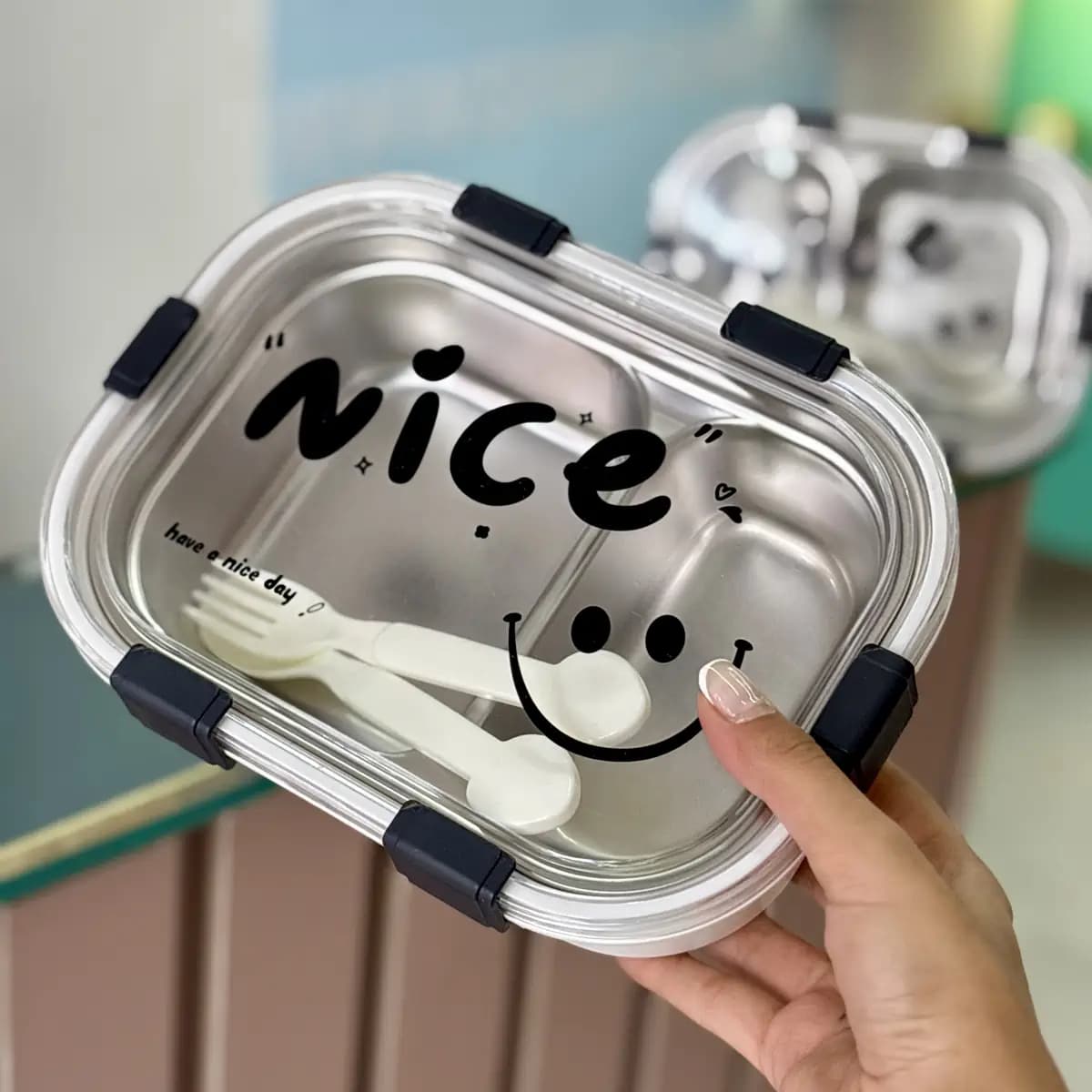 ظرف غذا داخل استیل nice سفید — تصویر ۷