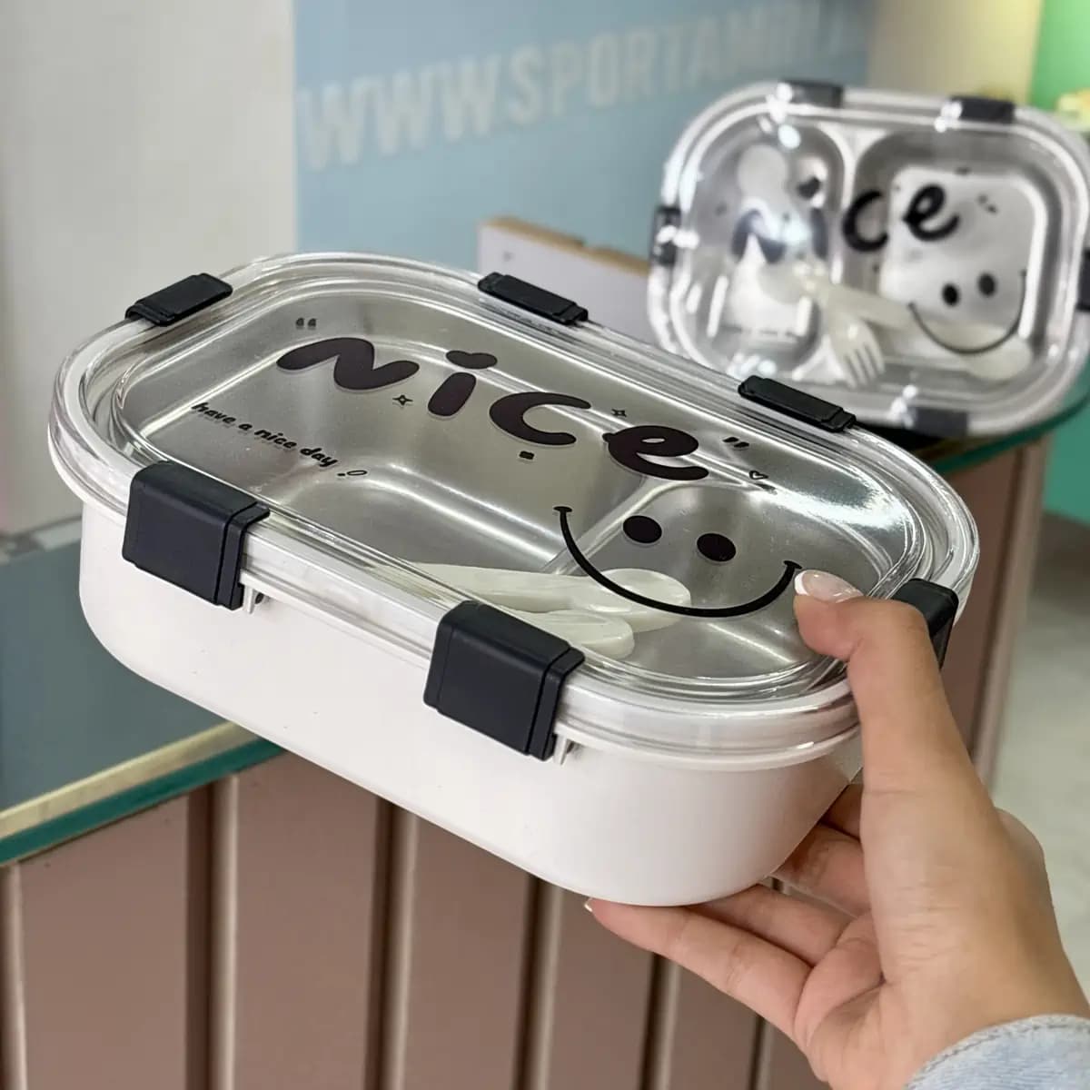 ظرف غذا داخل استیل nice سفید — تصویر ۶