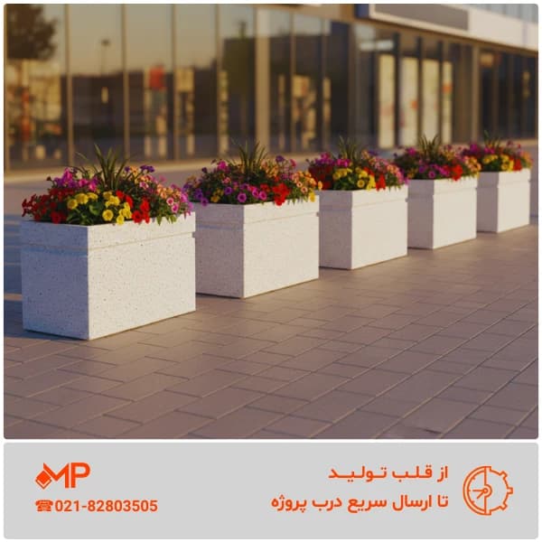 گلدان بتنی مدرن 1خط مستطیل (طول120، عرض60، ارتفاع80، وزن:480) — تصویر ۵