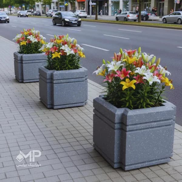 گلدان بتنی3خط مرکب (ابعاد 60×60×60، وزن:220) — تصویر ۷