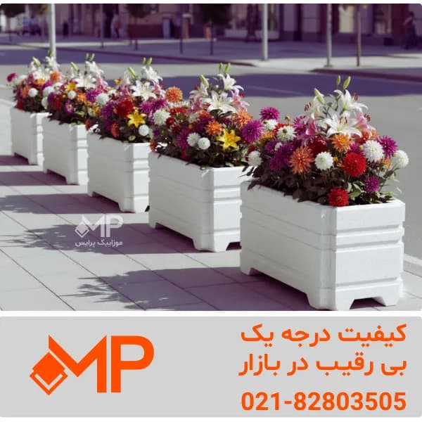 گلدان بتنی 3خط مستطیل مرکب (طول120، عرض50، ارتفاع50، وزن:300) — تصویر ۸