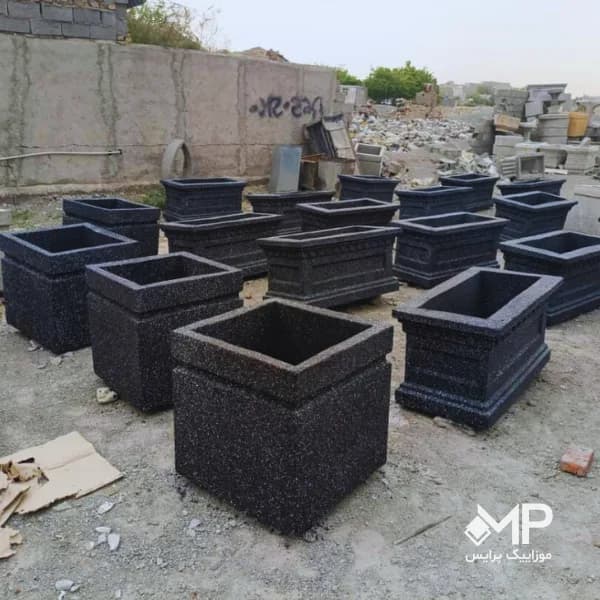 گلدان بتنی مدرن 1خط مربع (ابعاد موجود: 40×40 و 60×60 و 70×70، وزن:متغیر) — تصویر ۹