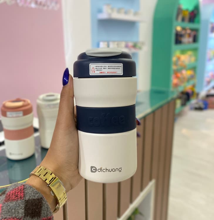 تراول ماگ coffee دور سیلیکونی دماسنج دار — تصویر ۸