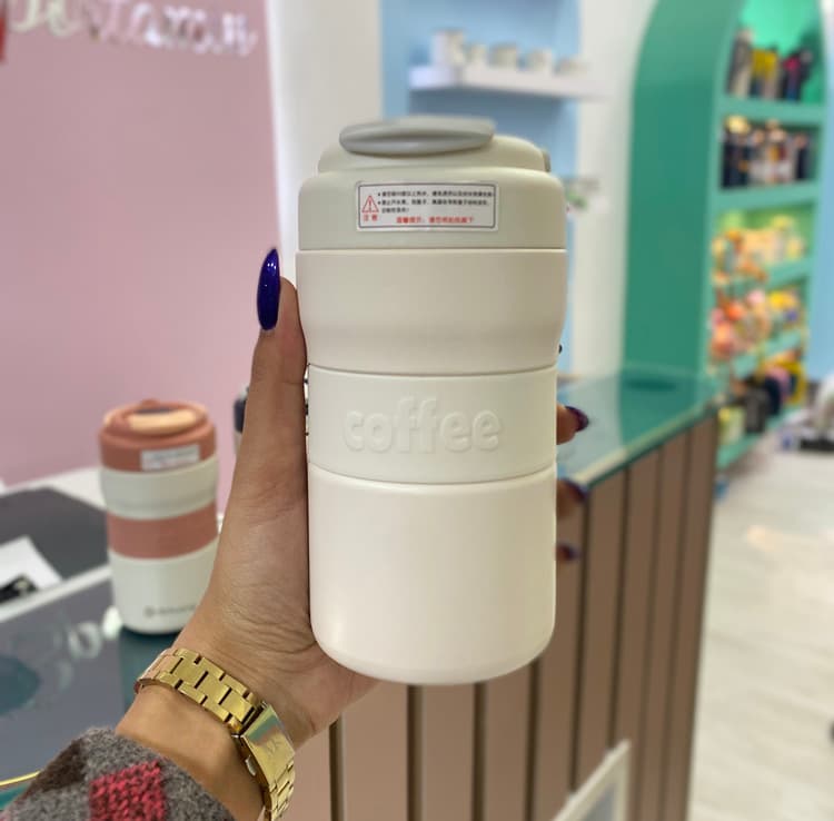 تراول ماگ coffee دور سیلیکونی دماسنج دار — تصویر ۳