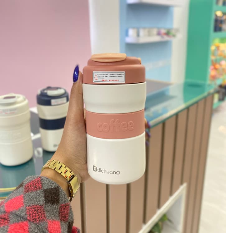 تراول ماگ coffee دور سیلیکونی دماسنج دار — تصویر ۴