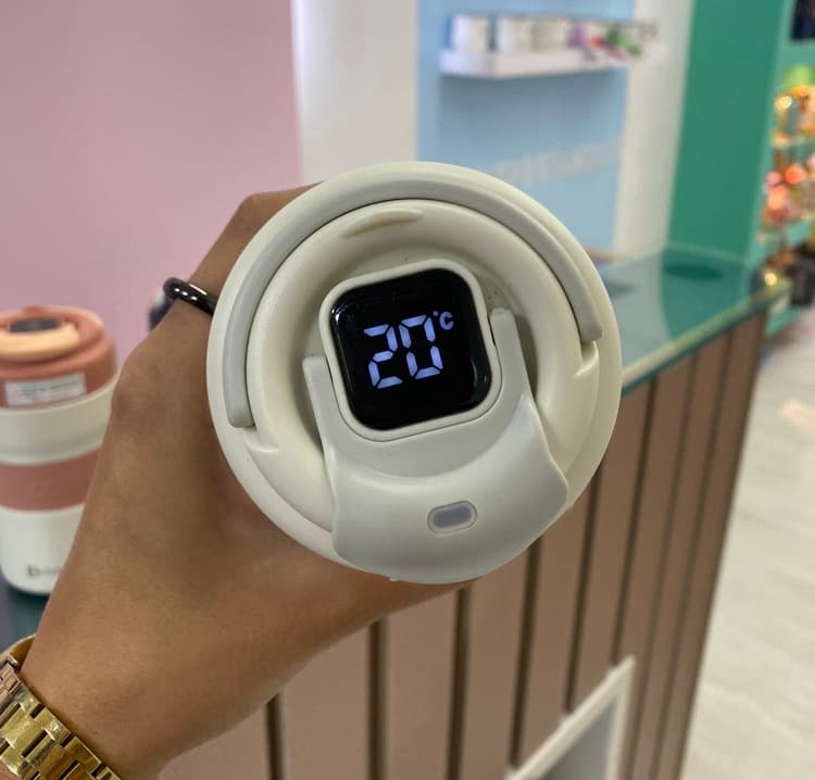 تراول ماگ coffee دور سیلیکونی دماسنج دار — تصویر ۶
