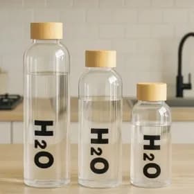 بطری آب استوانه H2Oحجم 750 سی سی — تصویر ۲