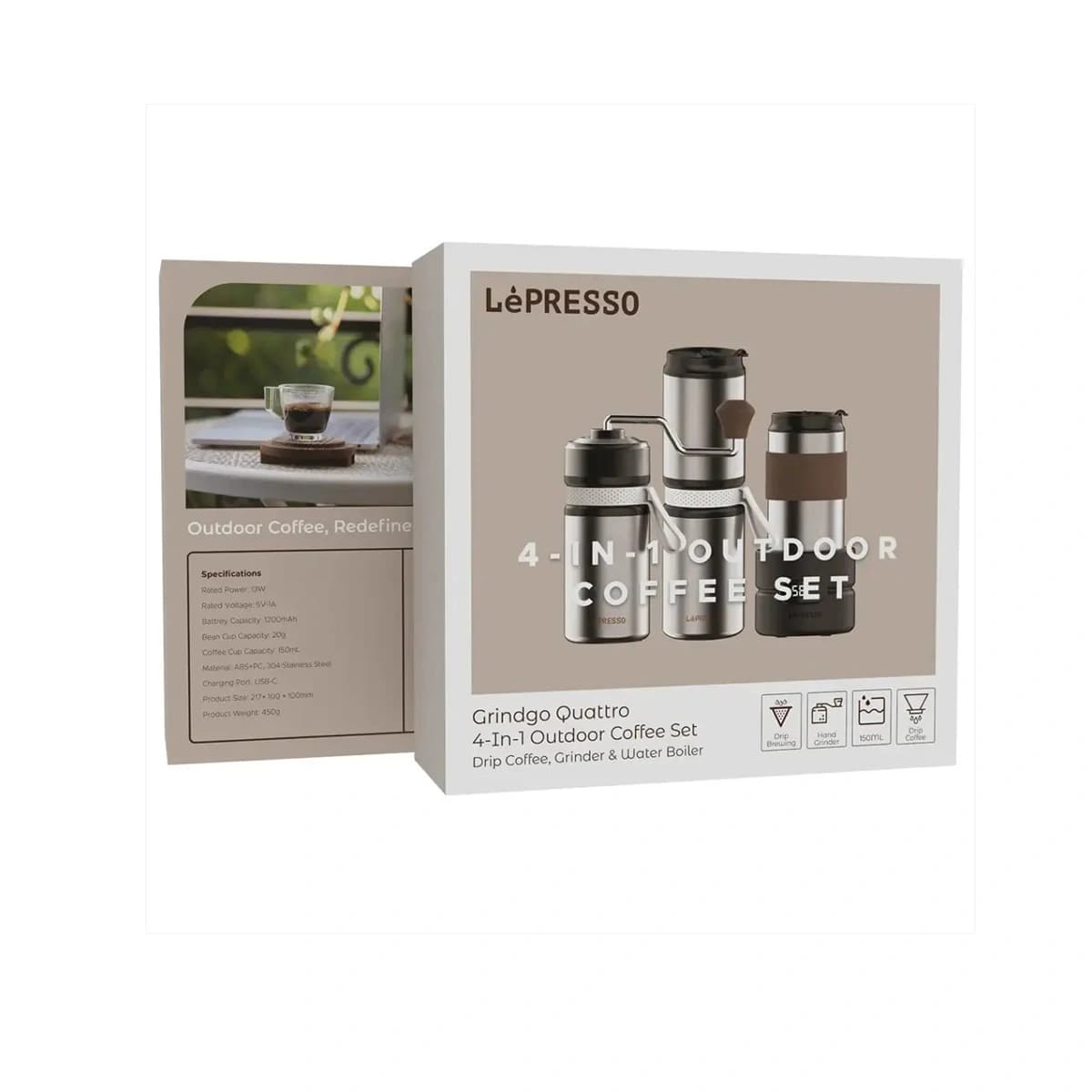 ست قهوه‌ساز سفری لپرسوGrindo Quattro 4-in-1 مدل LP4IN1OCFFSSL — تصویر ۳
