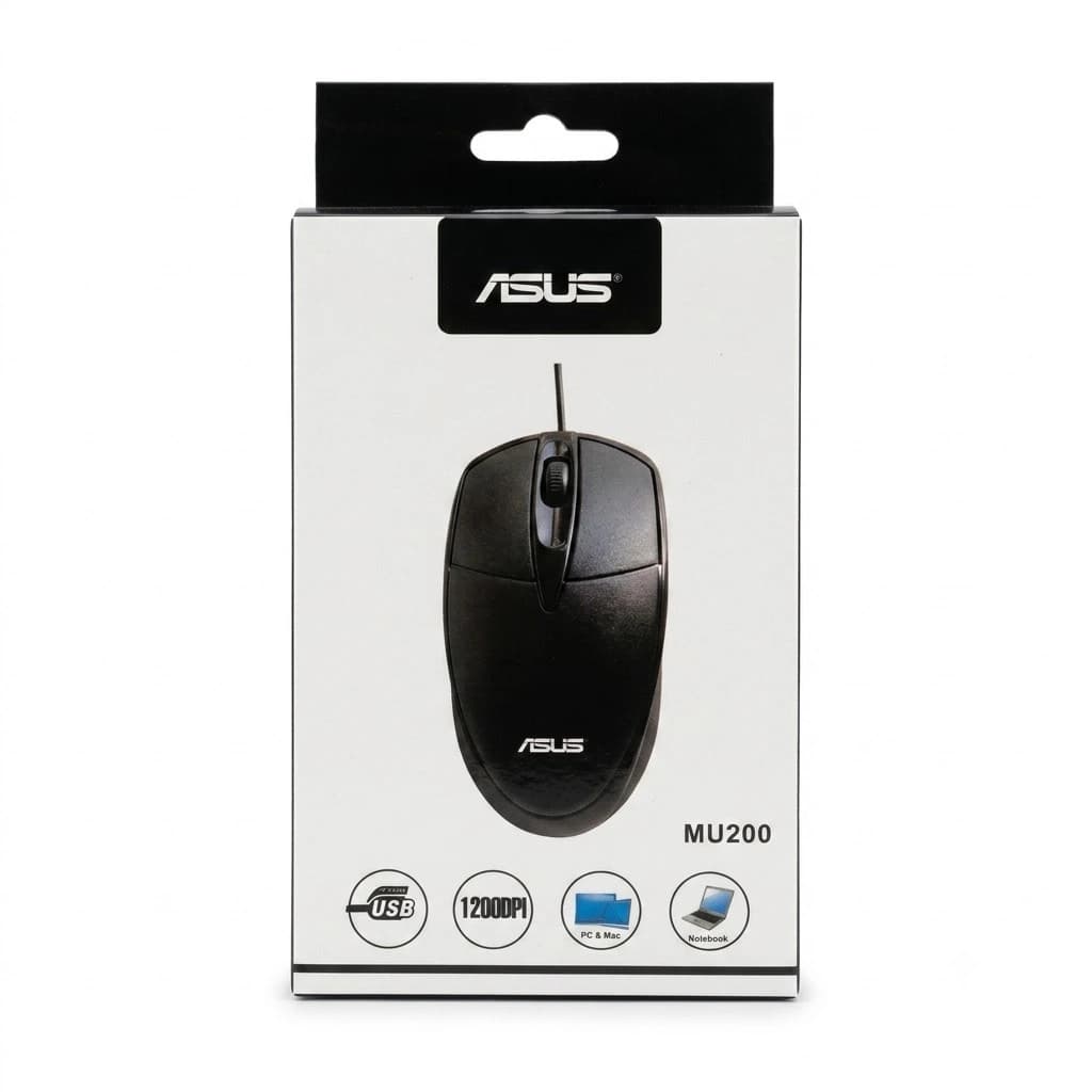 موس سیمدار ایسوس ASUS مدل MU200 – دقت 1200 DPI، طراحی ارگونومیک و کاربری عمومی — تصویر ۳