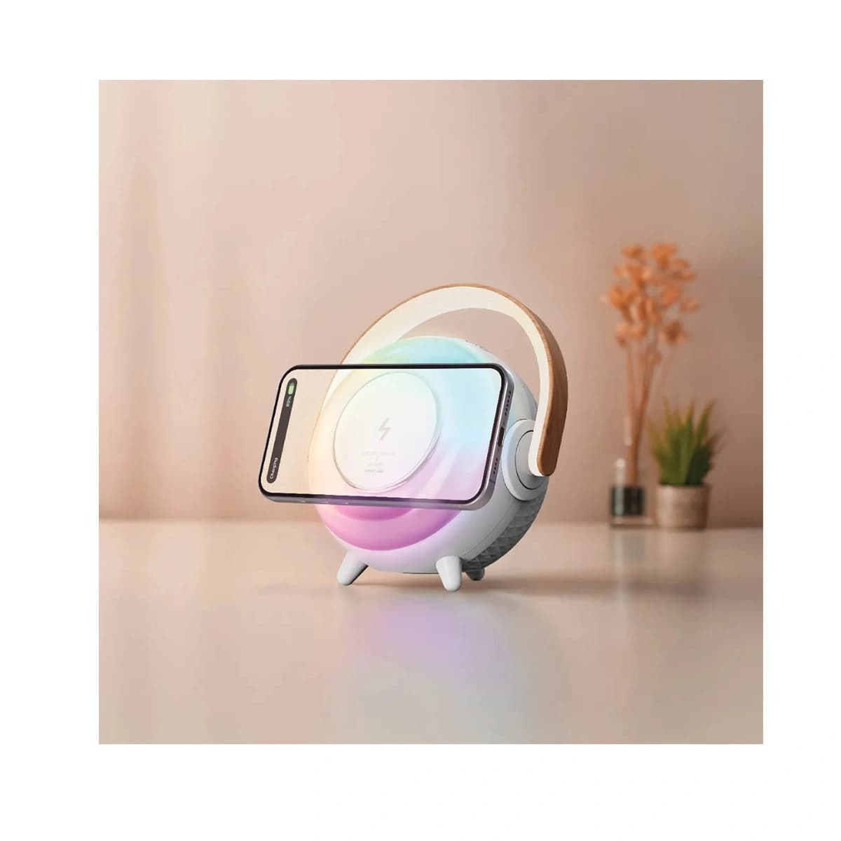 اسپیکر بلوتوثی و چراغ خواب با شارژر وایرلس گرین لاین Uranus مدل GNURNSLMPWH — تصویر ۱۰