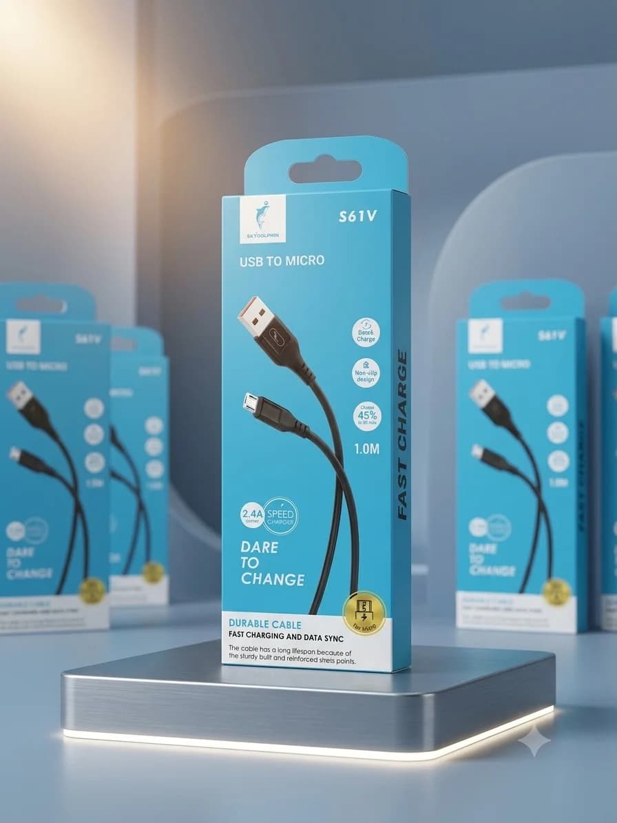 کابل شارژ USB به میکرو یو اس بی Micro اسکای دلفین مدل S61V فست شارژ