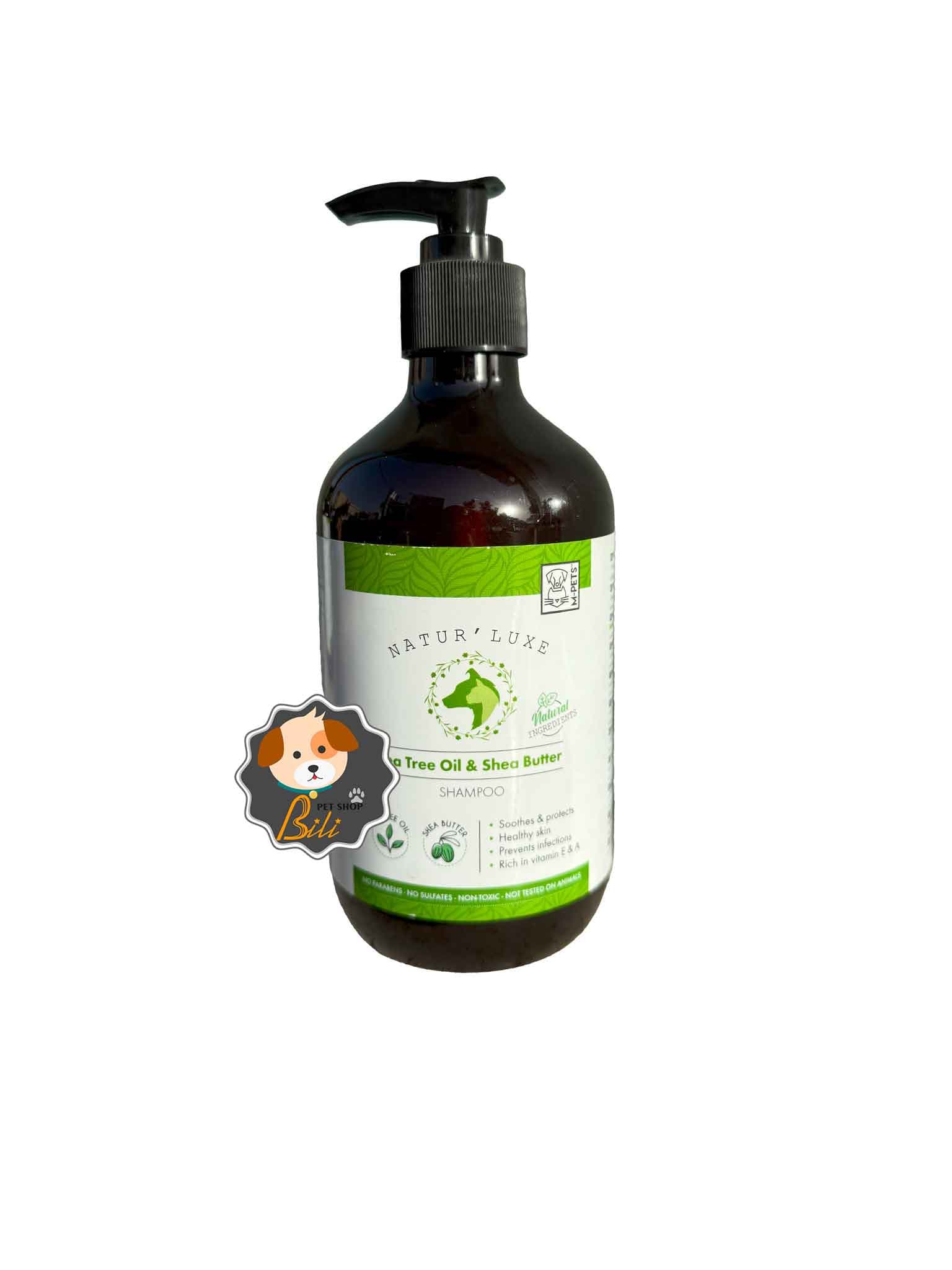 شامپو سگ و گربه ام پتس حاوی روغن درخت چای ۵۰۰ میل ـ M-PETS NATURAL TEA TREE OIL & SHEA BUTTER DOG & CAT SHAMPOO 500 ML