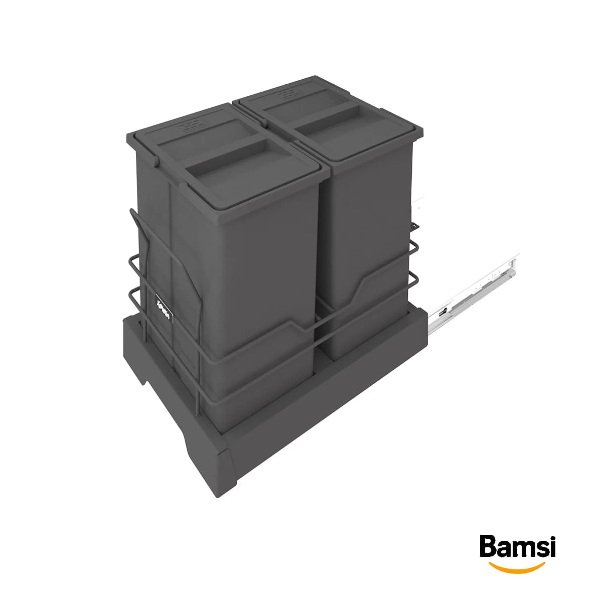 سطل زباله 40 لیتری دو مخزنه کف ریل پلاتین کد 3634 — تصویر ۲