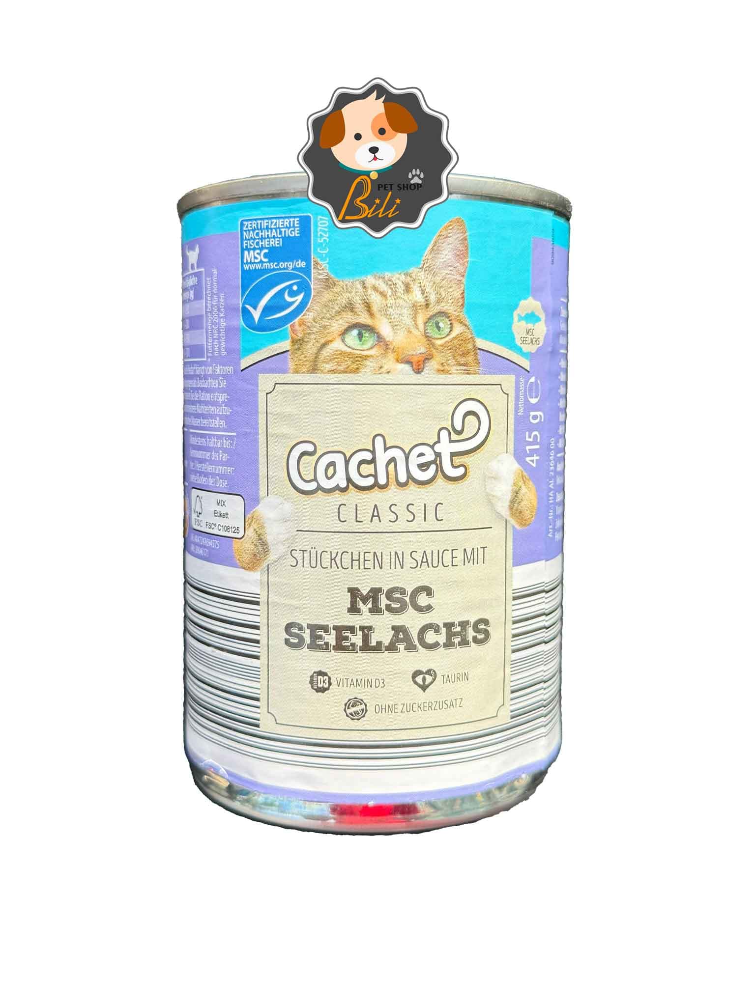 کنسرو گربه کچت با طعم ماهی ۴۰۰ گرمی ـ CACHET CLASSIC STUCKCHEN IN SAUCE MIT MSC SEELACHS 400 GR — تصویر ۳