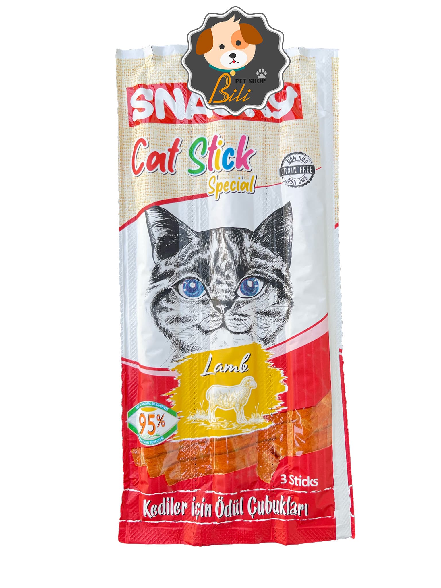 تشویقی مدادی گربه اسنکی با طعم بره ۳ عددی ـ SNACKY CAT STICK SPECIAL LAMB 3 STICKS