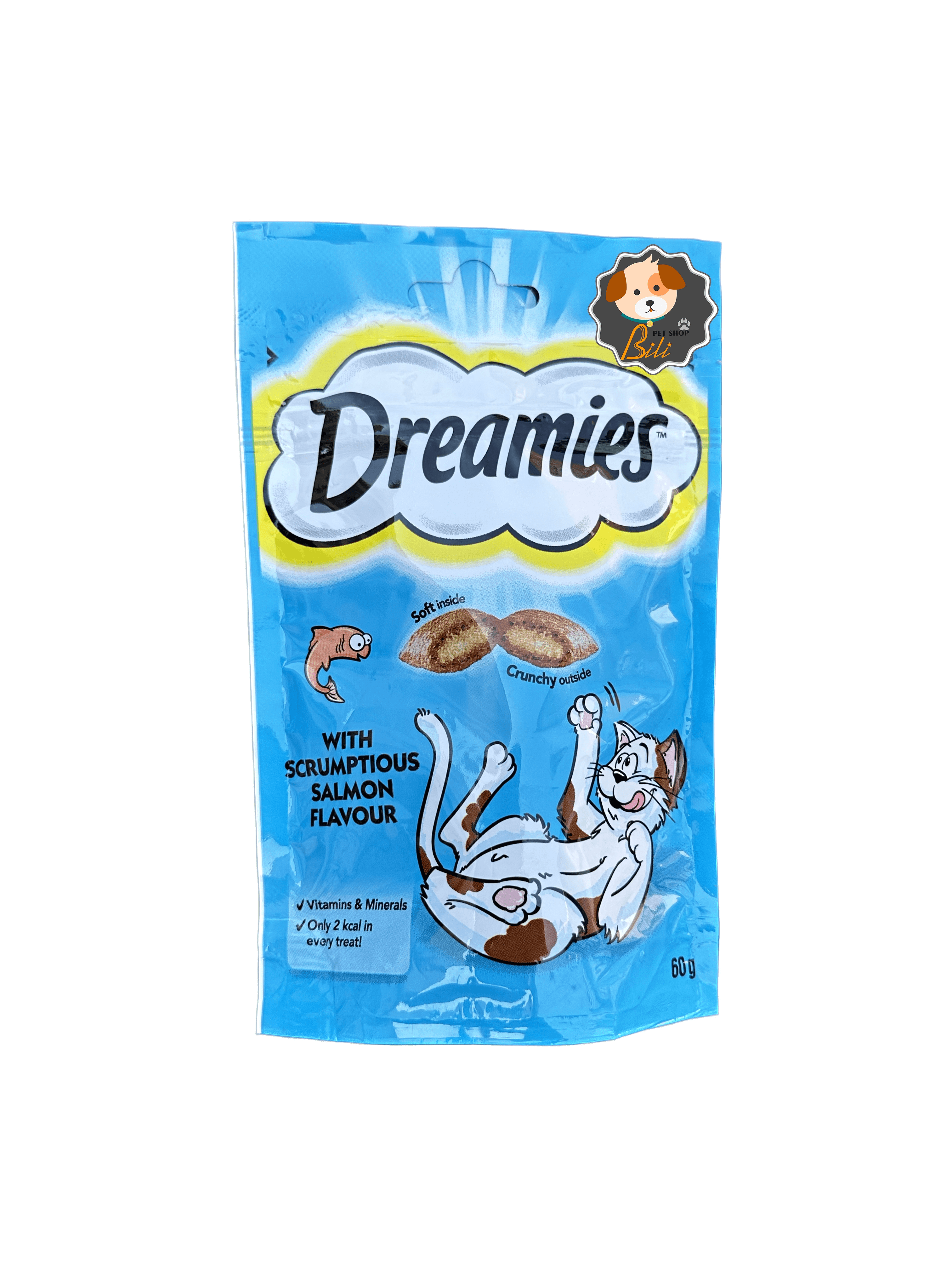 تشویقی گربه دریمز با طعم ماهی ۶۰ گرمی ـ DREAMIES CAT WITH SCRUMPTIOUS SALMON FLAVOUR 60 GR