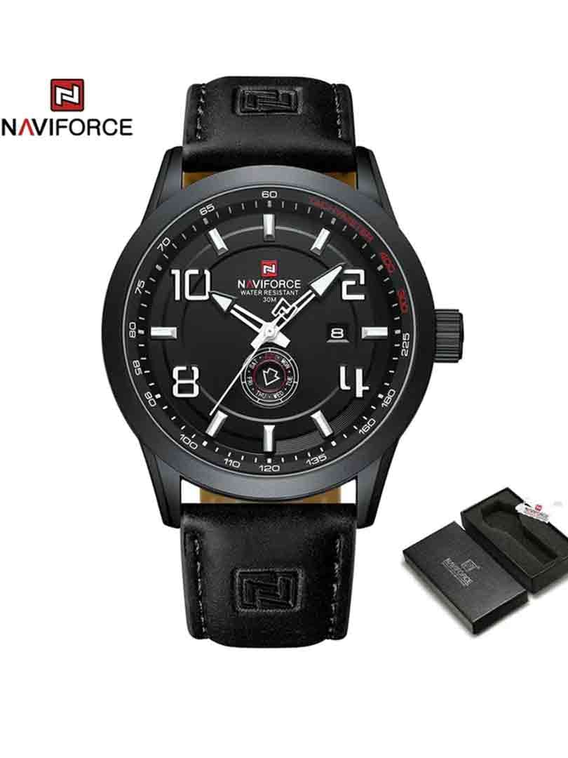 ساعت مچی عقربه ای مردانه نیوی فورس Naviforce NF 9229 B/W/B