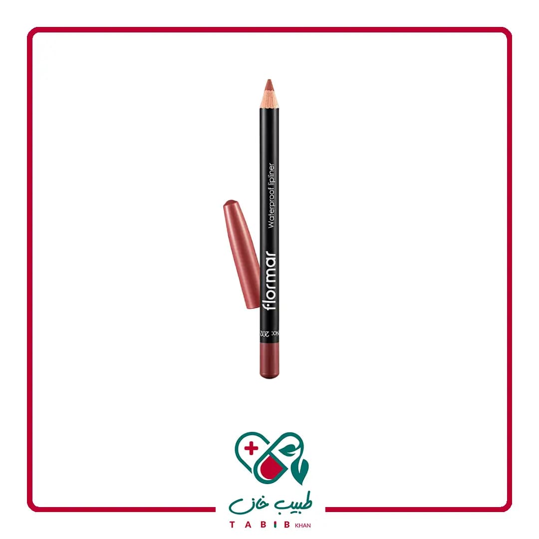 مداد لب فلورمار ضد آب رنگ Soft Pink Brown شماره 202/Flormar Lip liner Waterproof No202