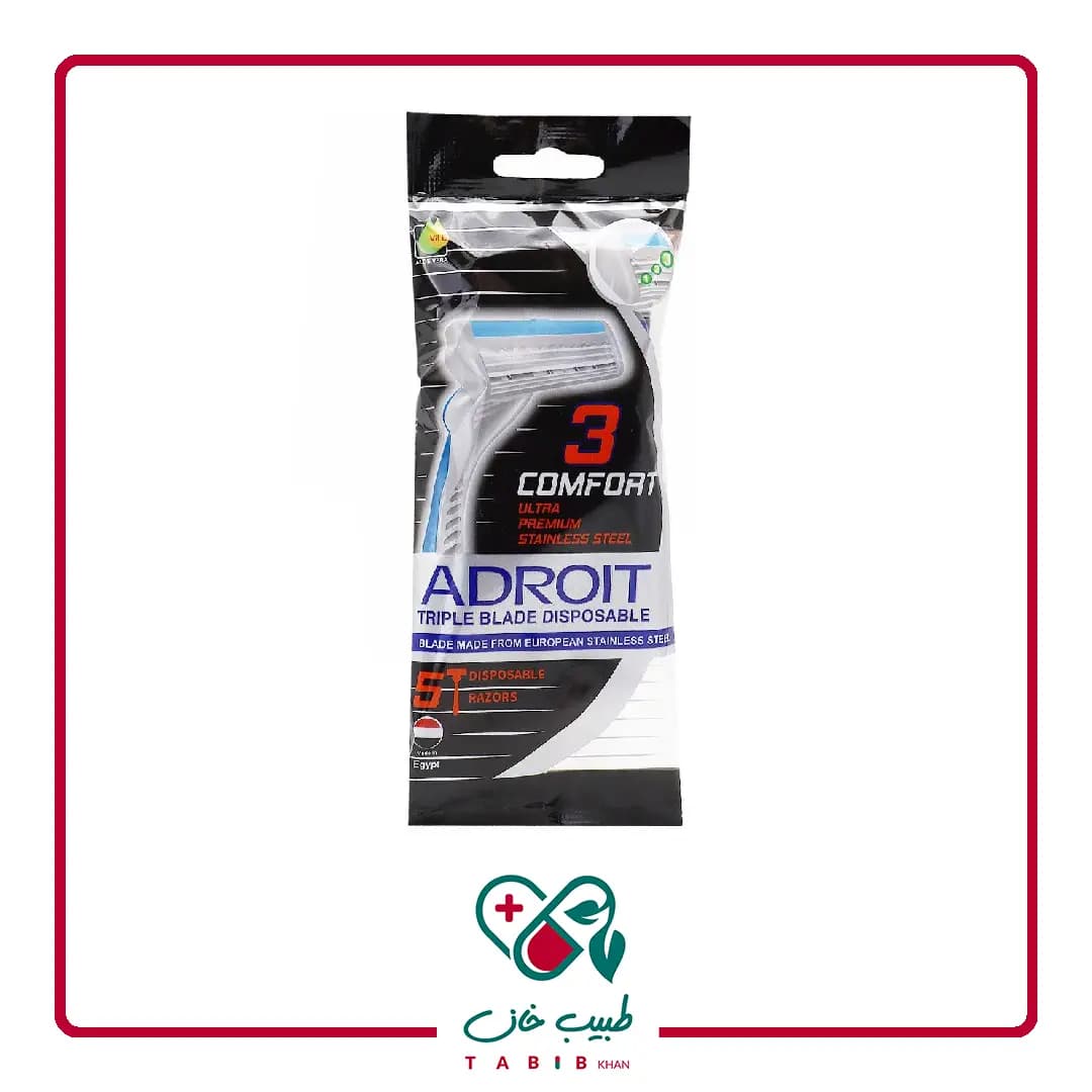 خودتراش سه لبه صابون دار مردانه ادرویت 5 عددی/Adrodit Triple Blade Disposable Razor With Soap For Men-5 Pieces 60gr — تصویر ۲