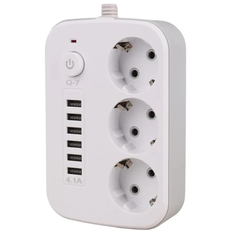 چند راهی 3 خانه Q-7 با کابل 2 متری + شارژر USB — تصویر ۱۰