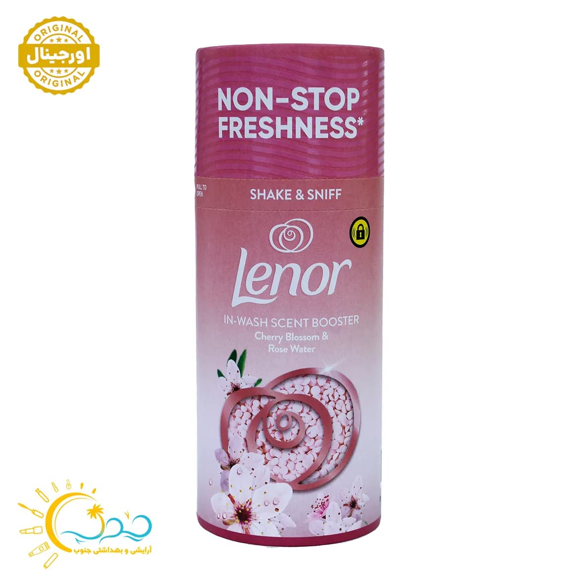 خوشبو كننده لباس لنور Lenor رایحه شکوفه های گیلاس و گلاب حجم 155 گرم
