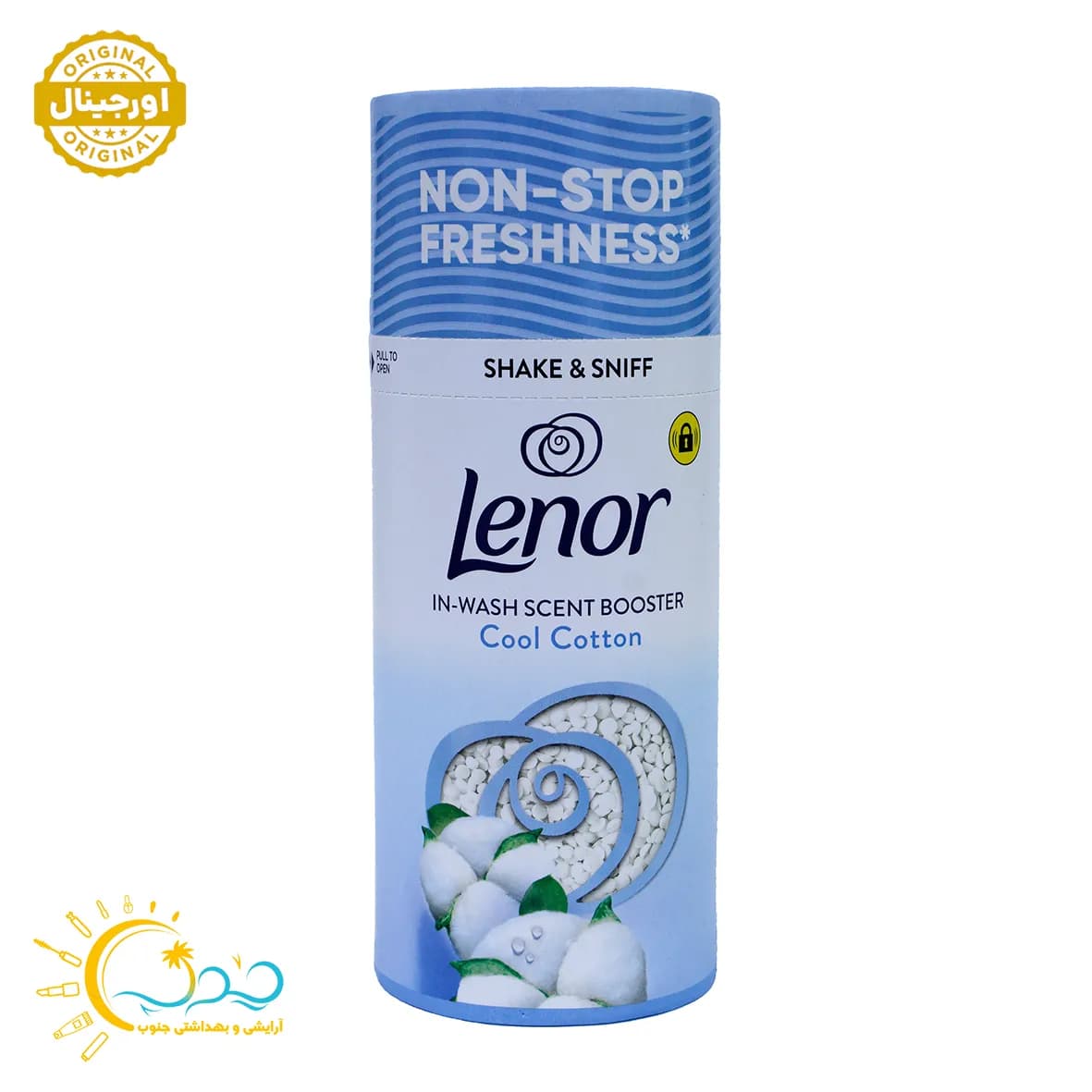 خوشبو كننده لباس لنور Lenor رایحه Cool Cotton گل‌های سفید و پنبه 155گرم — تصویر ۴