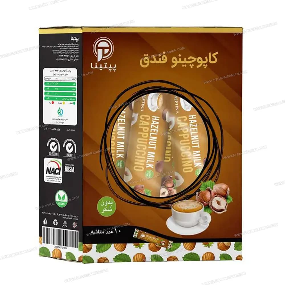 کاپوچینو فندق بدون شکر پپتینا بسته 10 عدد ساشه ای با بهترین قیمت + خرید آنلاین — تصویر ۲
