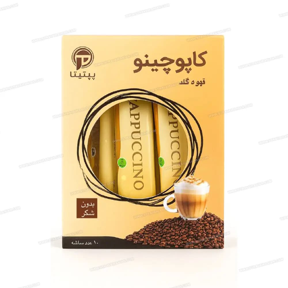 کاپوچینو کلاسیک خالص اصل بدون شکر شیرین شده با استویا ساشه ی ۱۰ عددی پپتینا با بهترین قیمت + خرید آنلاین
