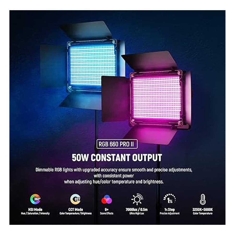 نور ال ای دی نیور NEEWER LED Light RGB660 PRO II — تصویر ۵