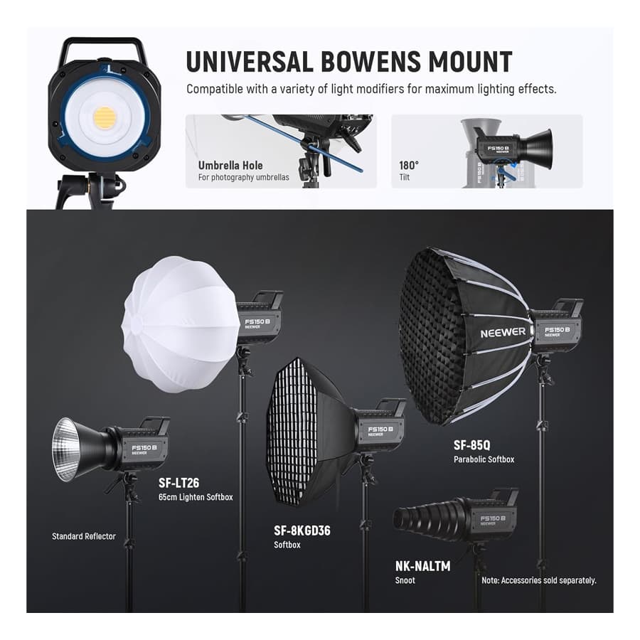 ویدیو لایت نیور NEEWER Bi-Color Video Light FS-150B — تصویر ۹