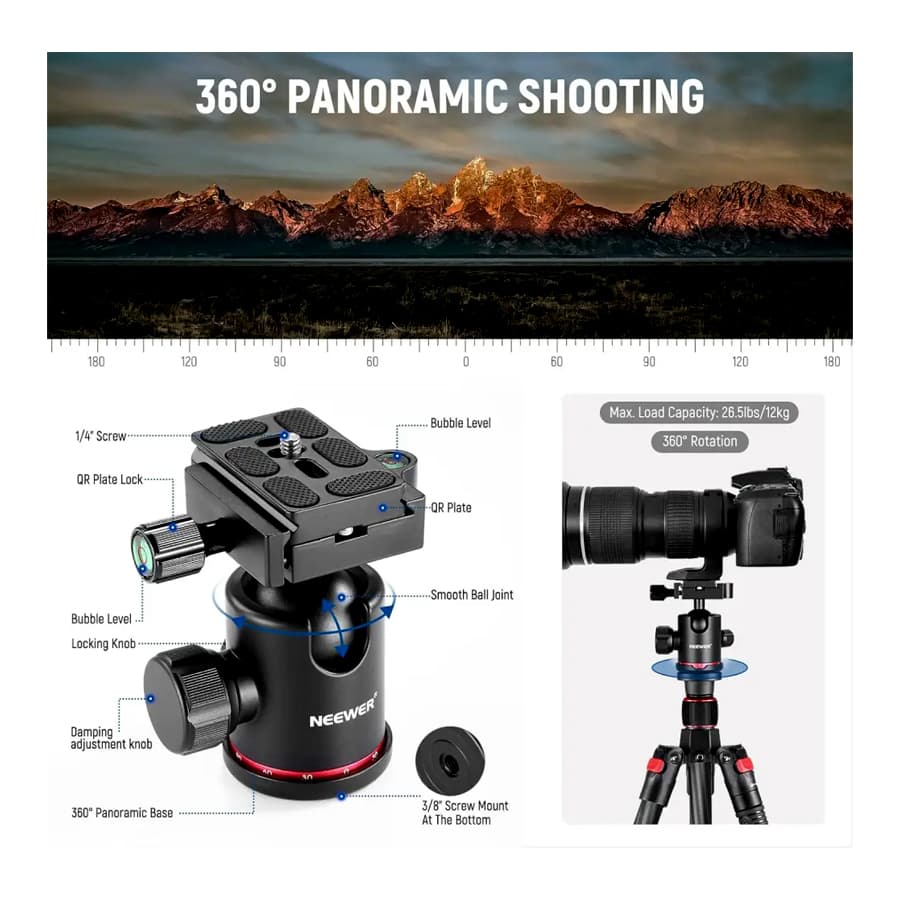 سه پایه مونوپاد دوربین نیور NEEWER TRIPOD MONOPOD N55C — تصویر ۷