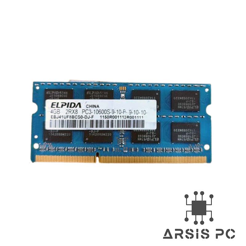 رم لپ‌تاپ Elpida DDR3 ظرفیت 4 گیگابایت فرکانس 1333MHz (PC3-10600) تایمینگ CL9 استوک