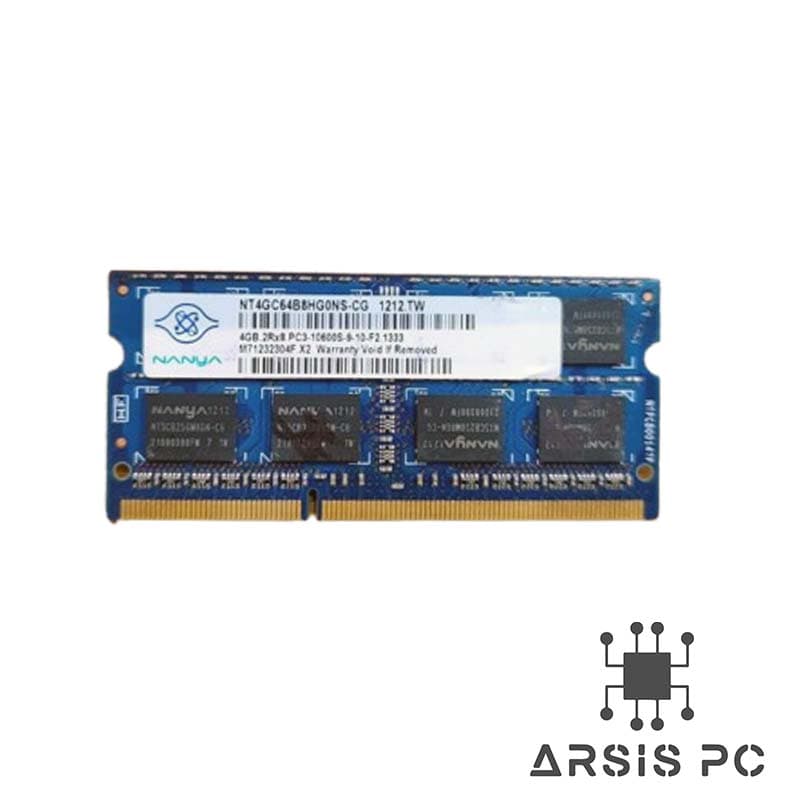 رم لپ‌تاپ Nanya DDR3 ظرفیت 4 گیگابایت فرکانس 1333MHz (PC3-10600) تایمینگ CL9 استوک
