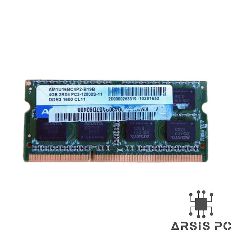رم لپ‌تاپ ADATA DDR3 ظرفیت 4 گیگابایت فرکانس 1600MHz (PC3-12800) تایمینگ CL11 استوک