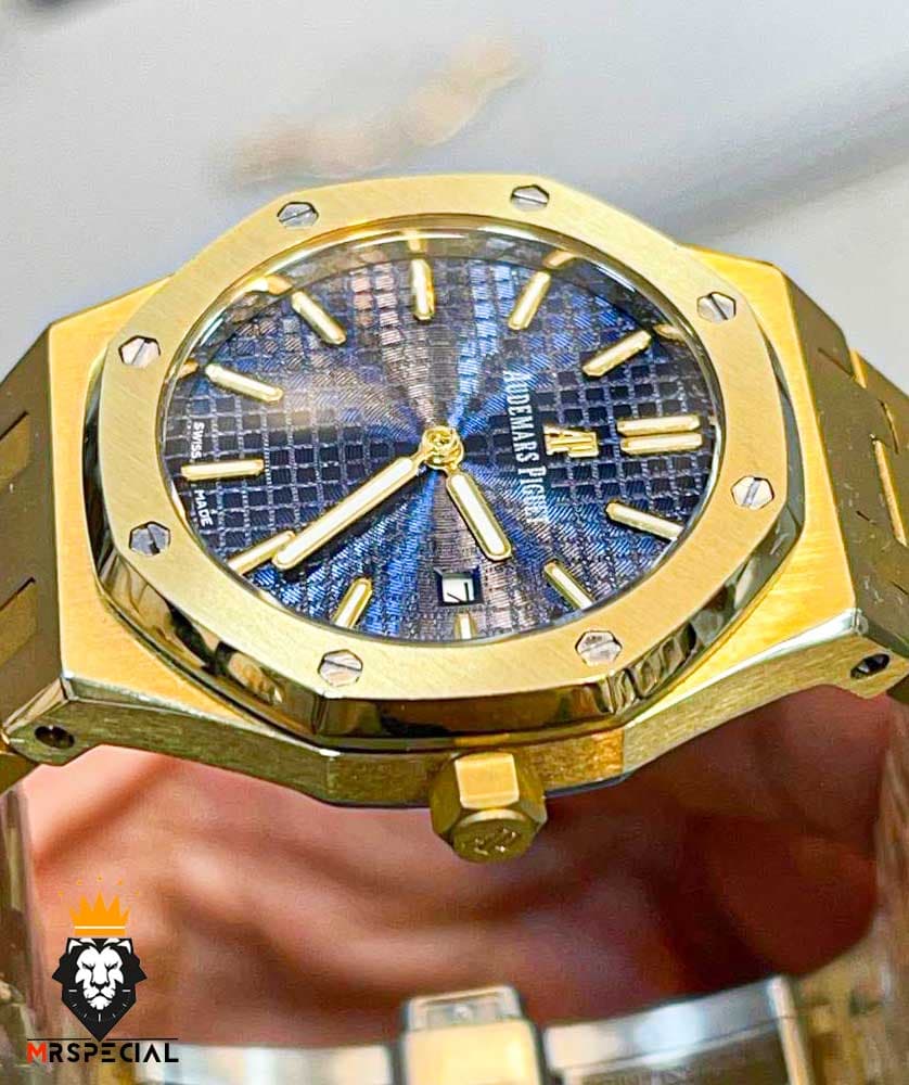 ساعت ست اودمار پیگه مردانه و زنانه باتری طلایی صفحه ابی 2215 AUDEMARS PIGUET ROYAL — تصویر ۶