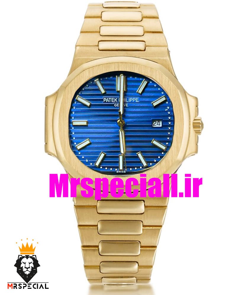 ساعت مچی مردانه پتک فیلیپ ناتیلوس کوارتز طلایی صفحه آبی Patek Philippe nuatilos 9652 — تصویر ۷
